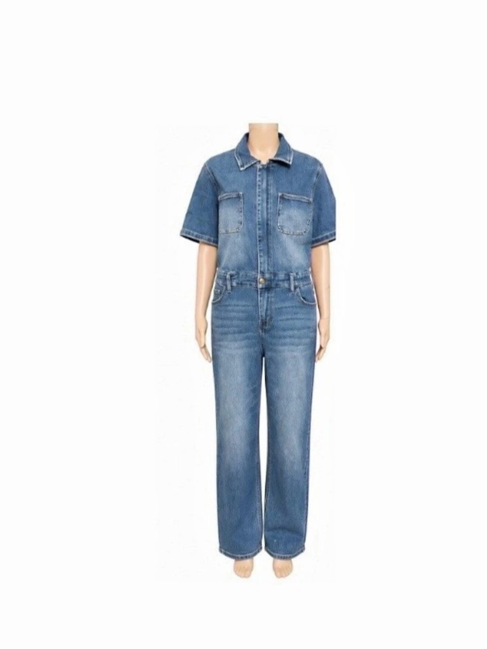 Judy blue Denim Short Sleeve Jumpsuit in Blue Like New